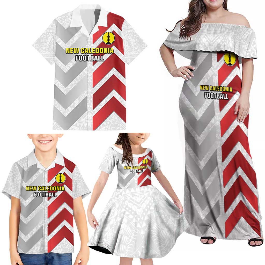 Custom New Caledonia Football Family Matching Off Shoulder Maxi Dress and Hawaiian Shirt Unique Style