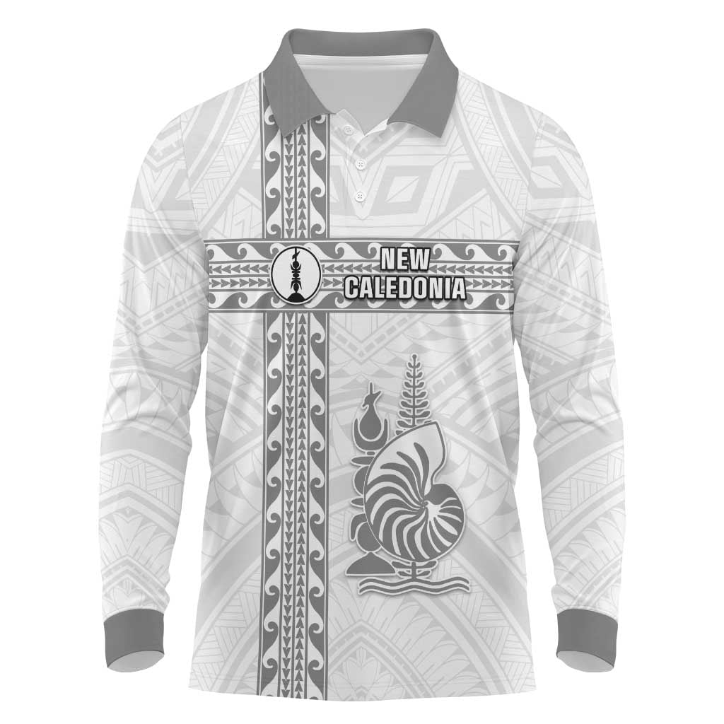 Custom New Caledonia Football Long Sleeve Polo Shirt Go The Kagus