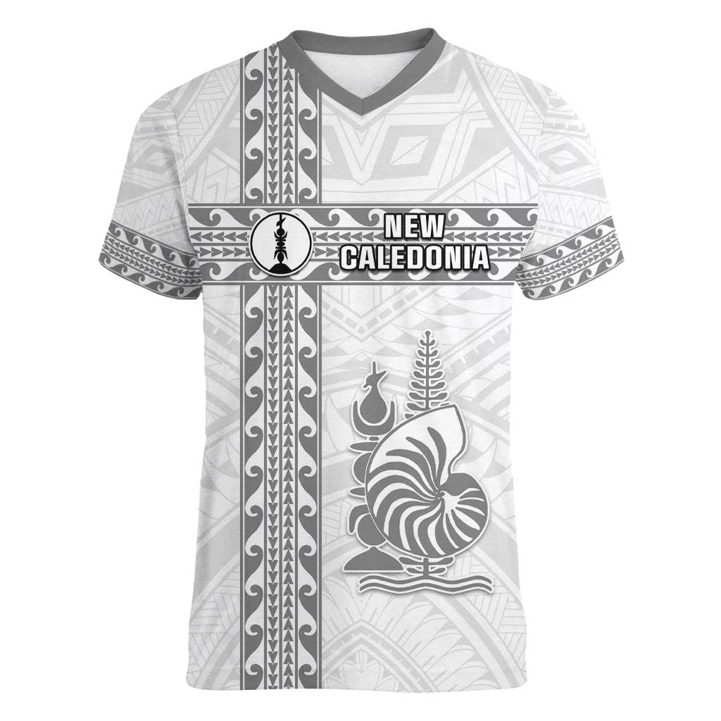 Custom New Caledonia Football Women V-Neck T-Shirt Go The Kagus