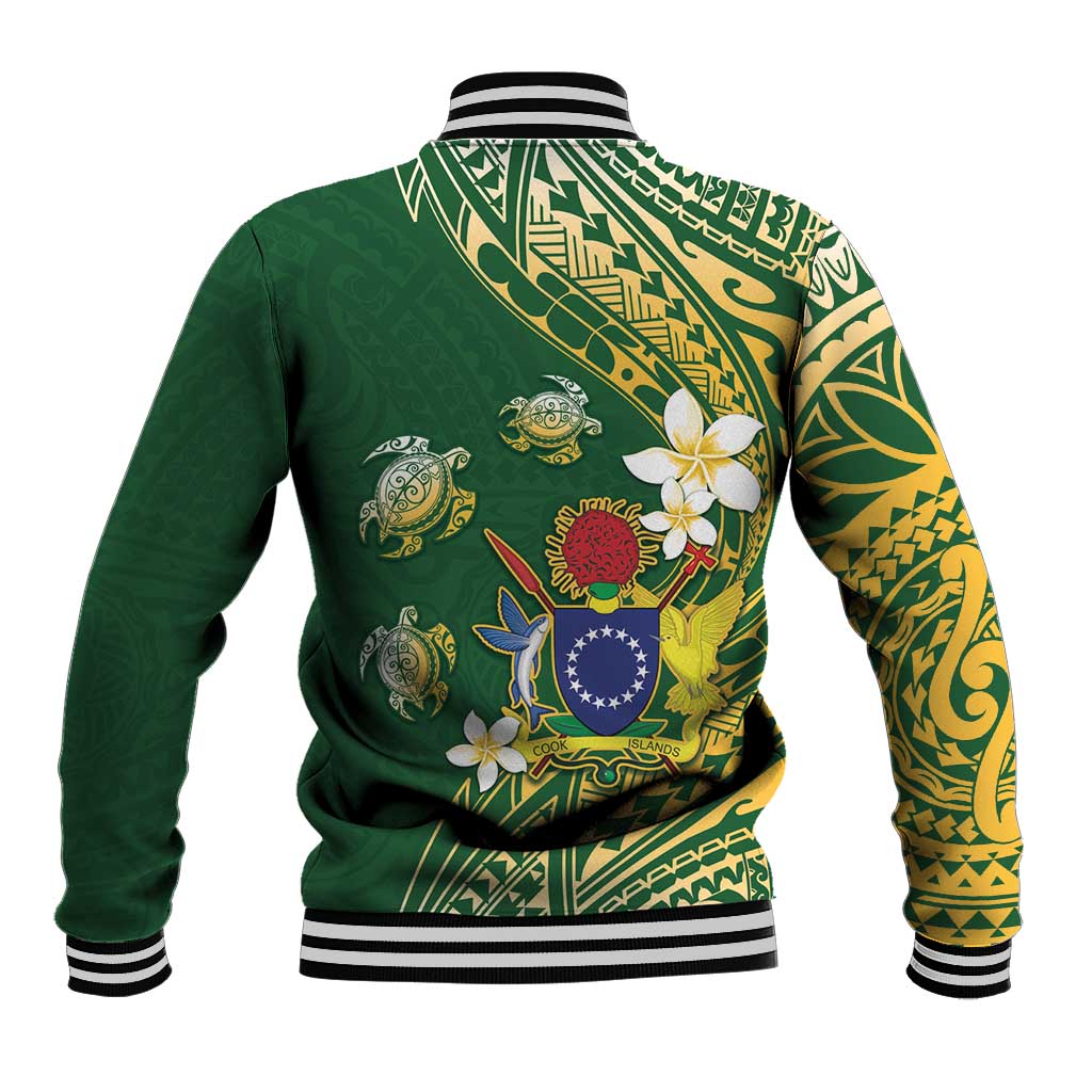 Cook Islands 15 Finest Baseball Jacket Plumeria Polynesian Turtle LT05 - Polynesian Pride