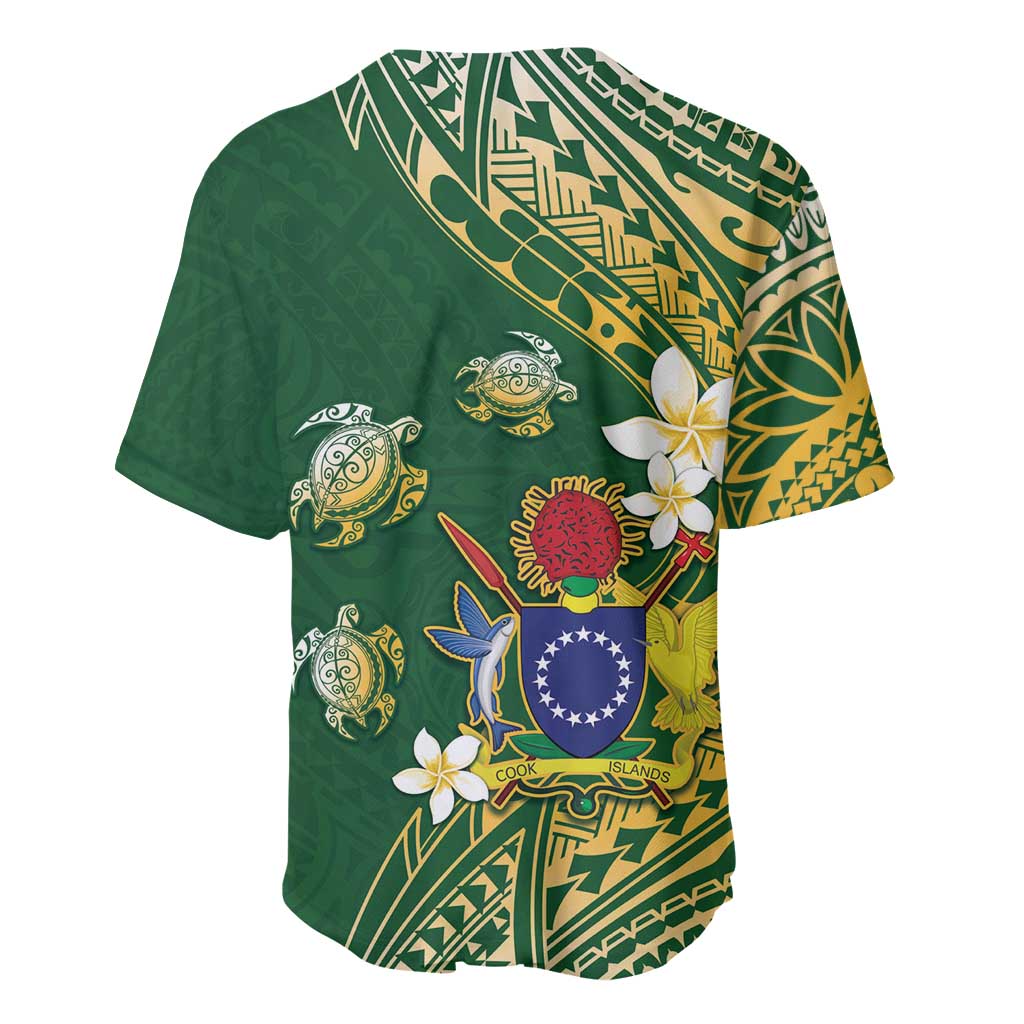 Cook Islands 15 Finest Baseball Jersey Plumeria Polynesian Turtle