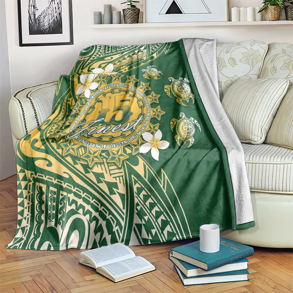 Cook Islands 15 Finest Blanket Plumeria Polynesian Turtle LT05 Green - Polynesian Pride