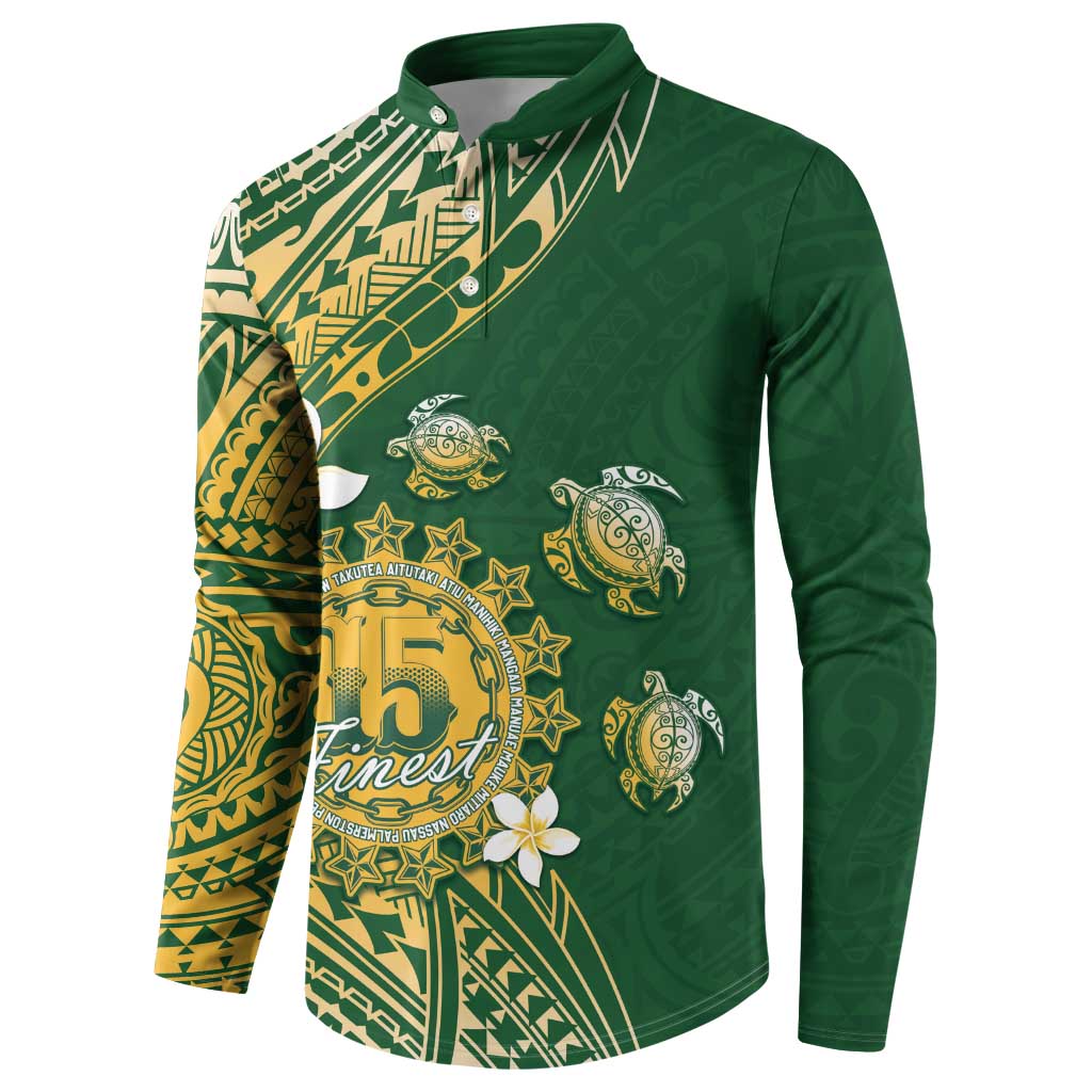 Cook Islands 15 Finest Button Sweatshirt Plumeria Polynesian Turtle LT05 - Polynesian Pride