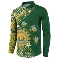 Cook Islands 15 Finest Button Sweatshirt Plumeria Polynesian Turtle LT05 - Polynesian Pride