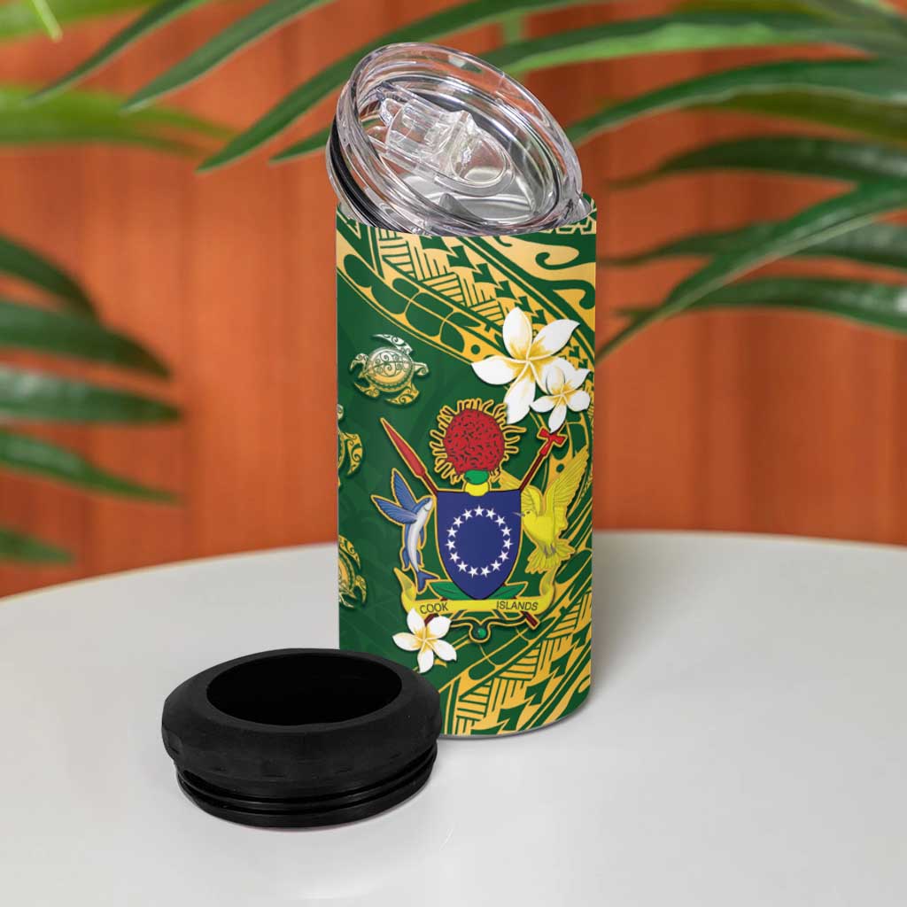 Cook Islands 15 Finest 4 in 1 Can Cooler Tumbler Plumeria Polynesian Turtle LT05 - Polynesian Pride