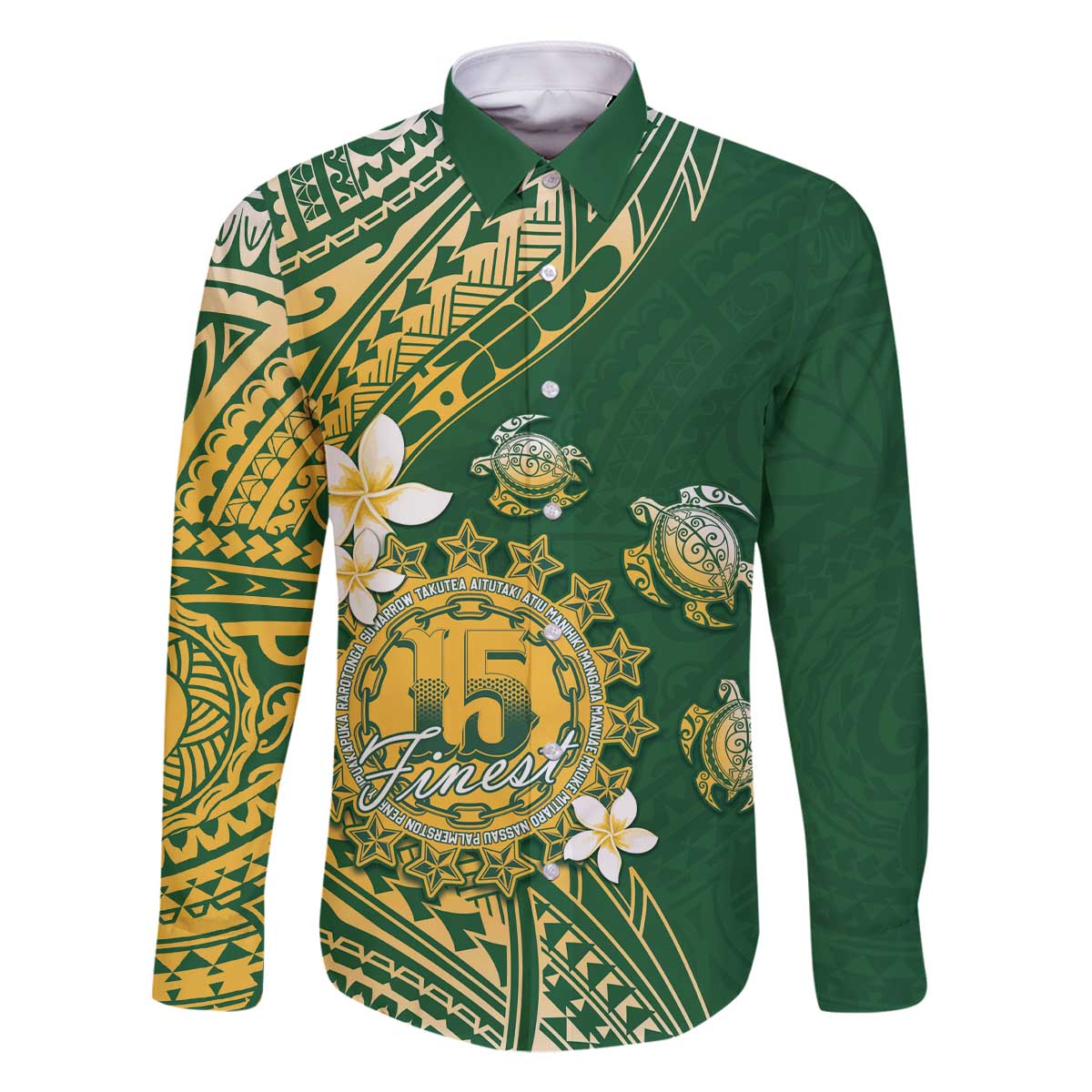 Cook Islands 15 Finest Family Matching Off The Shoulder Long Sleeve Dress and Hawaiian Shirt Plumeria Polynesian Turtle