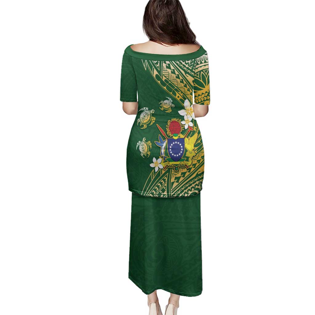 Cook Islands 15 Finest Family Matching Puletasi and Hawaiian Shirt Plumeria Polynesian Turtle