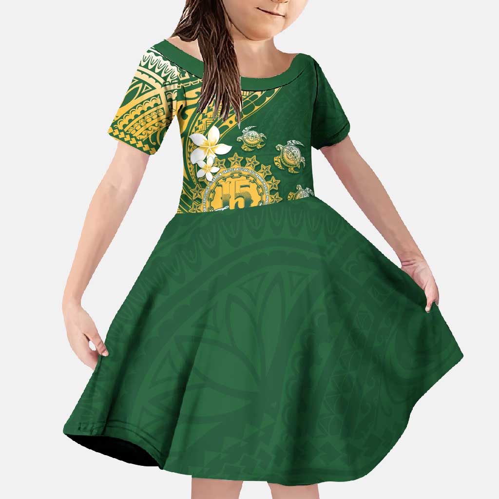 Cook Islands 15 Finest Family Matching Short Sleeve Bodycon Dress and Hawaiian Shirt Plumeria Polynesian Turtle