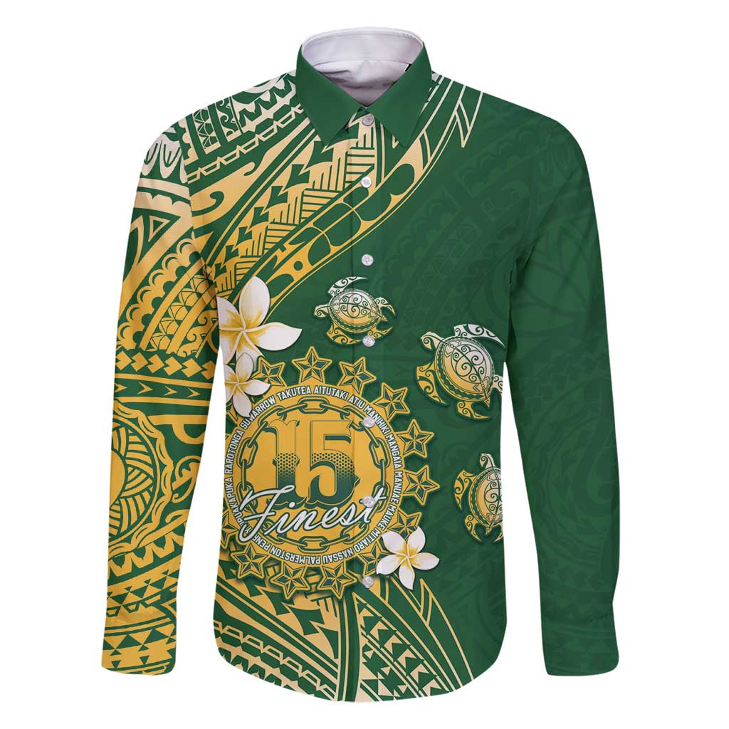 Cook Islands 15 Finest Family Matching Tank Maxi Dress and Hawaiian Shirt Plumeria Polynesian Turtle