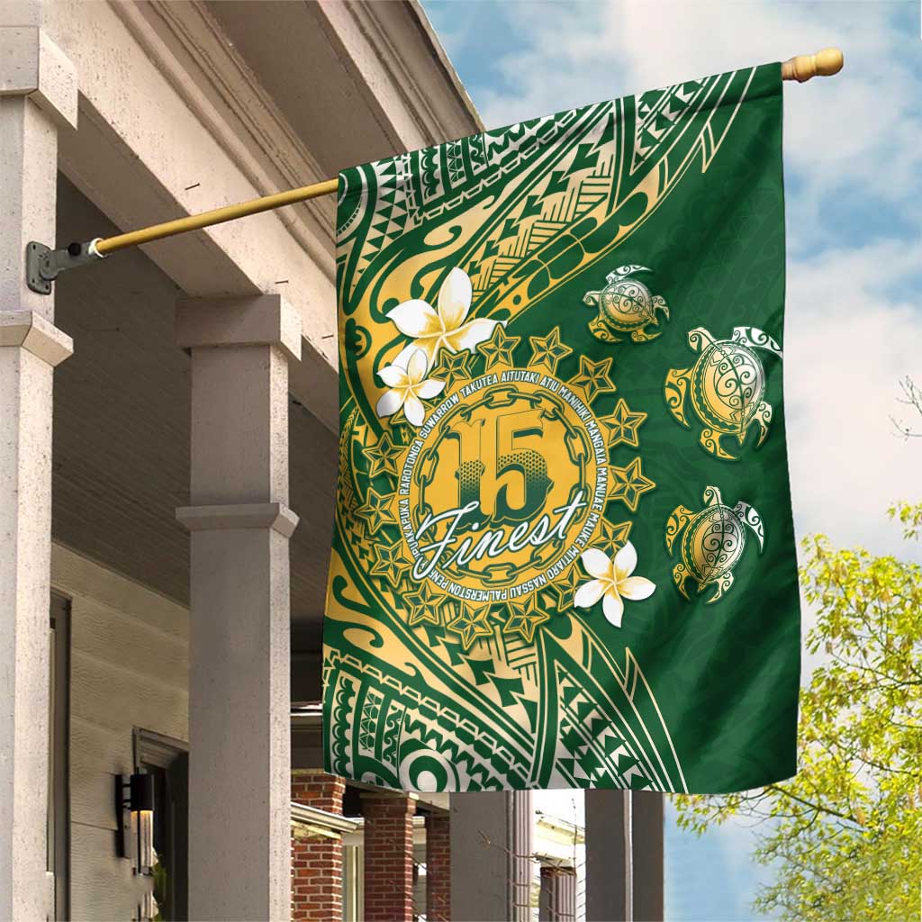 Cook Islands 15 Finest Garden Flag Plumeria Polynesian Turtle LT05 House Flag Green - Polynesian Pride