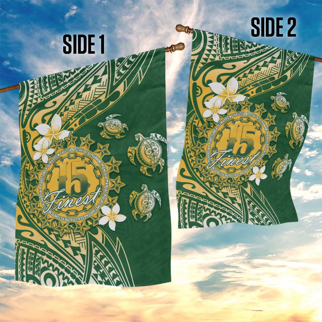 Cook Islands 15 Finest Garden Flag Plumeria Polynesian Turtle LT05 - Polynesian Pride