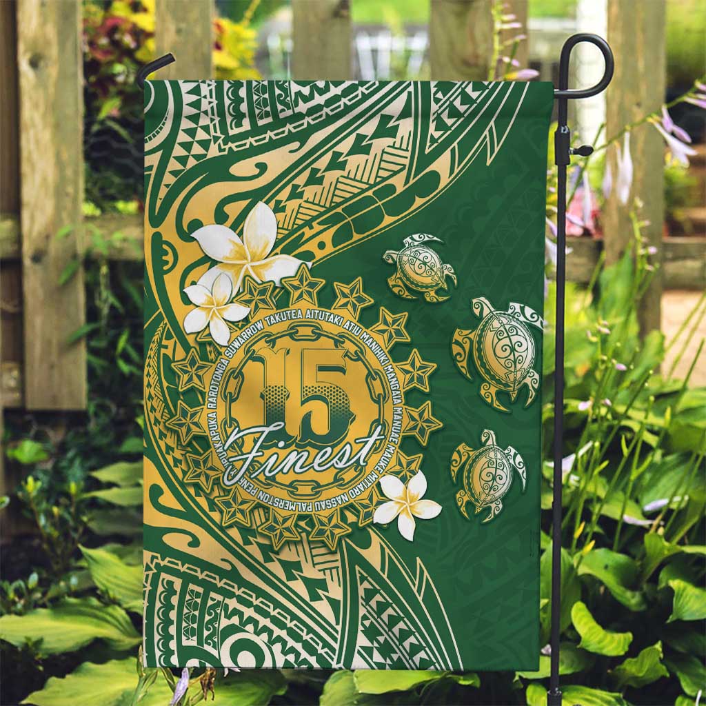 Cook Islands 15 Finest Garden Flag Plumeria Polynesian Turtle LT05 Garden Flag Green - Polynesian Pride