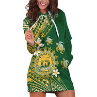 Cook Islands 15 Finest Hoodie Dress Plumeria Polynesian Turtle LT05 Green - Polynesian Pride