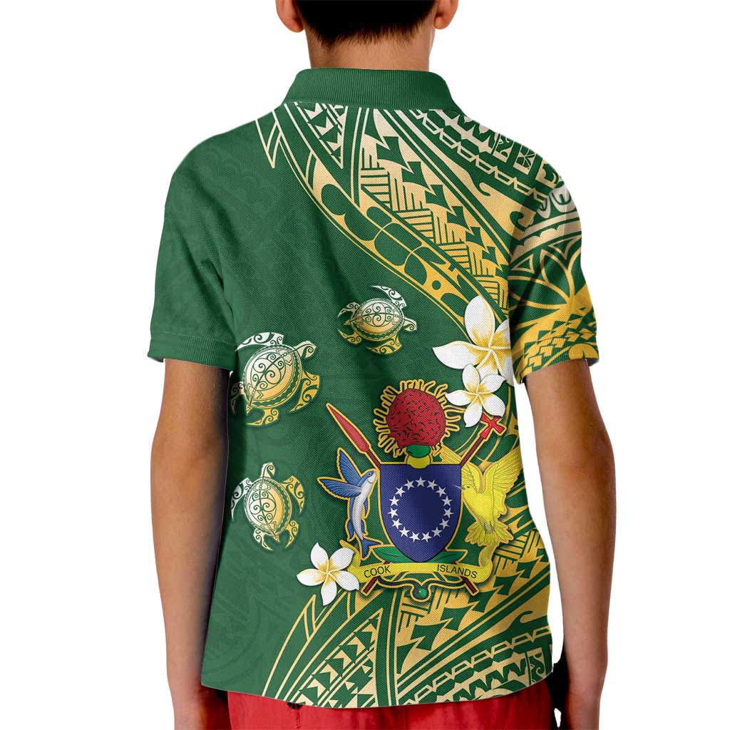 Cook Islands 15 Finest Kid Polo Shirt Plumeria Polynesian Turtle
