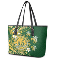 Cook Islands 15 Finest Leather Tote Bag Plumeria Polynesian Turtle