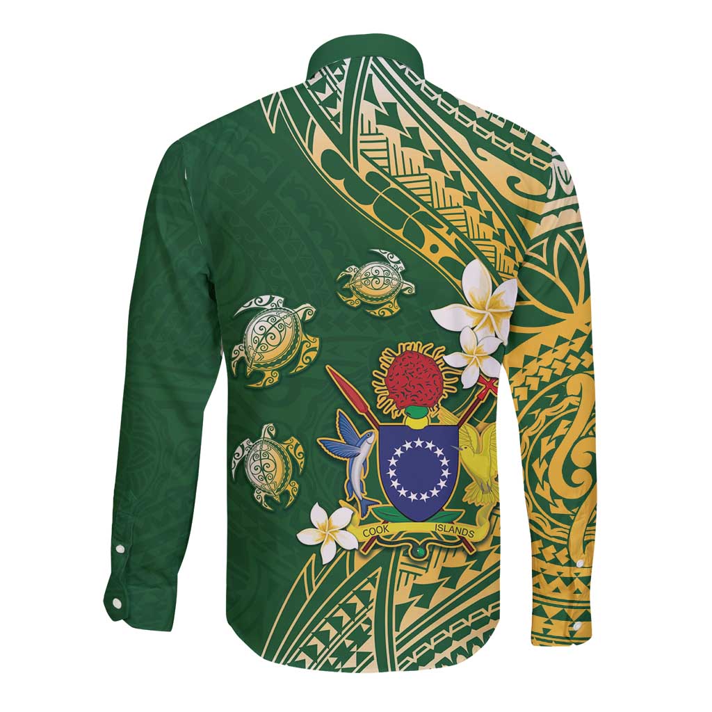 Cook Islands 15 Finest Long Sleeve Button Shirt Plumeria Polynesian Turtle LT05 - Polynesian Pride