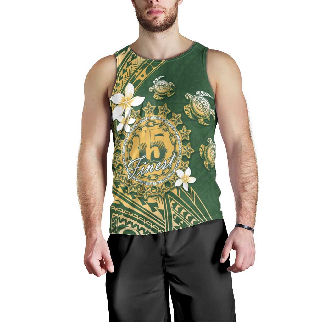 Cook Islands 15 Finest Men Tank Top Plumeria Polynesian Turtle LT05 - Polynesian Pride