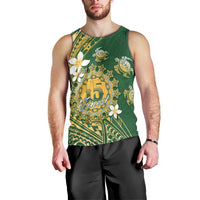 Cook Islands 15 Finest Men Tank Top Plumeria Polynesian Turtle LT05 - Polynesian Pride