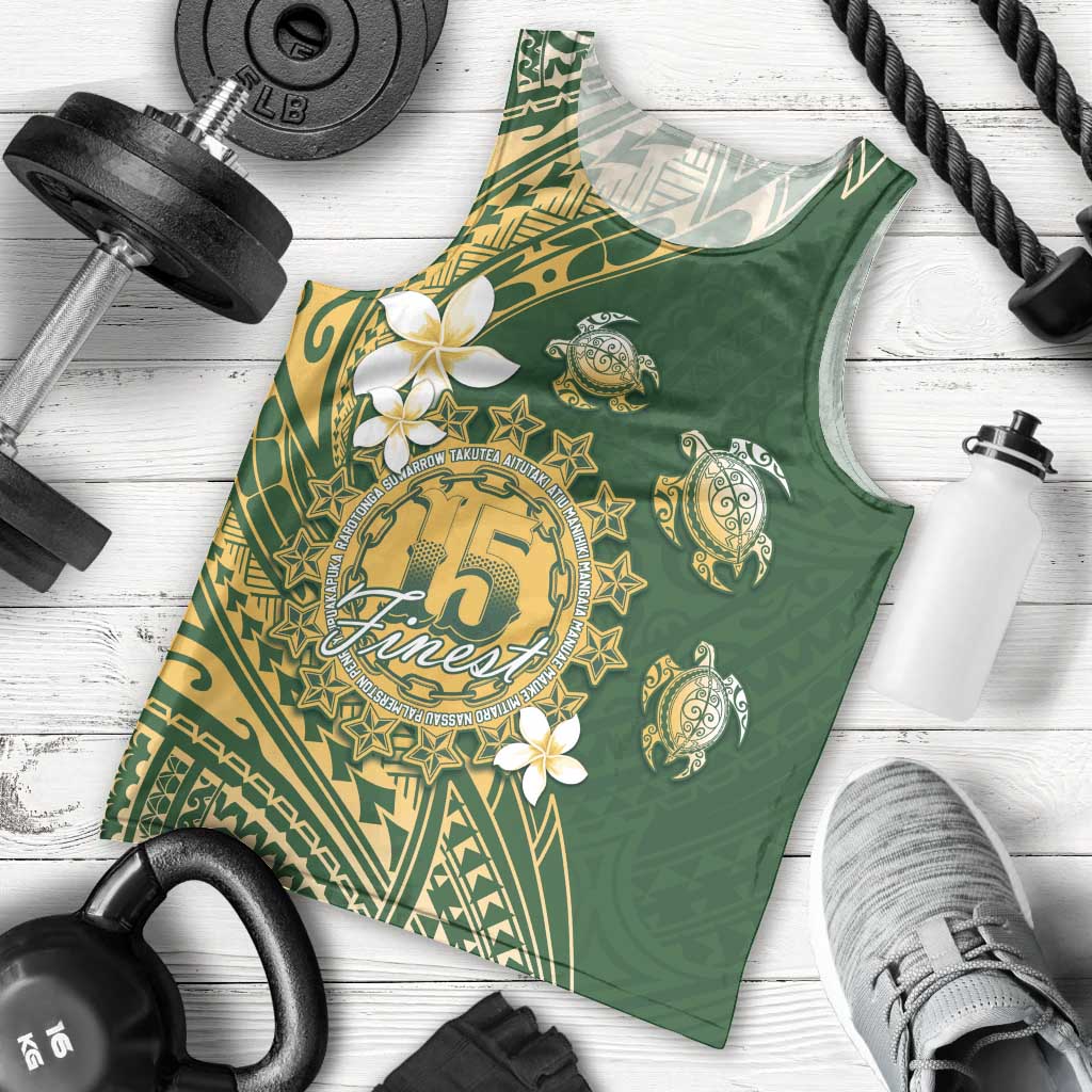 Cook Islands 15 Finest Men Tank Top Plumeria Polynesian Turtle LT05 - Polynesian Pride