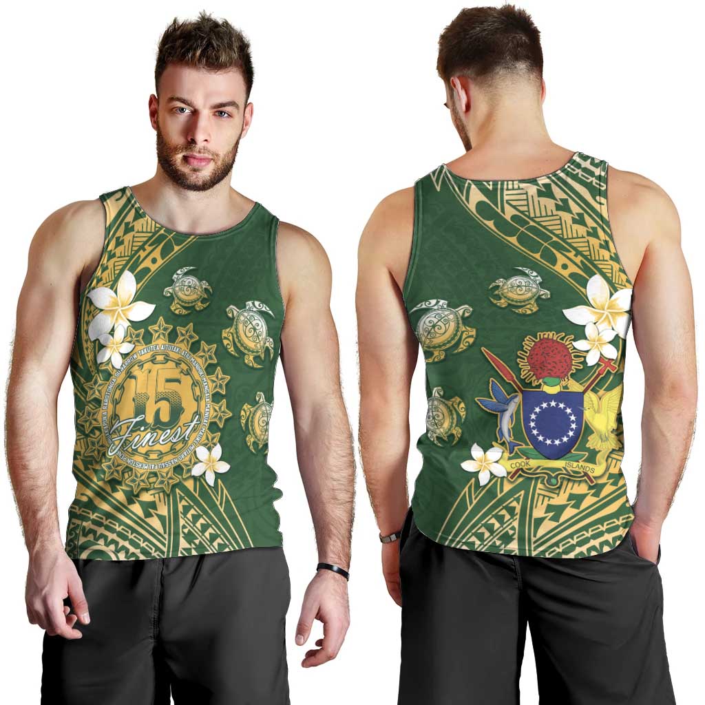 Cook Islands 15 Finest Men Tank Top Plumeria Polynesian Turtle LT05 - Polynesian Pride