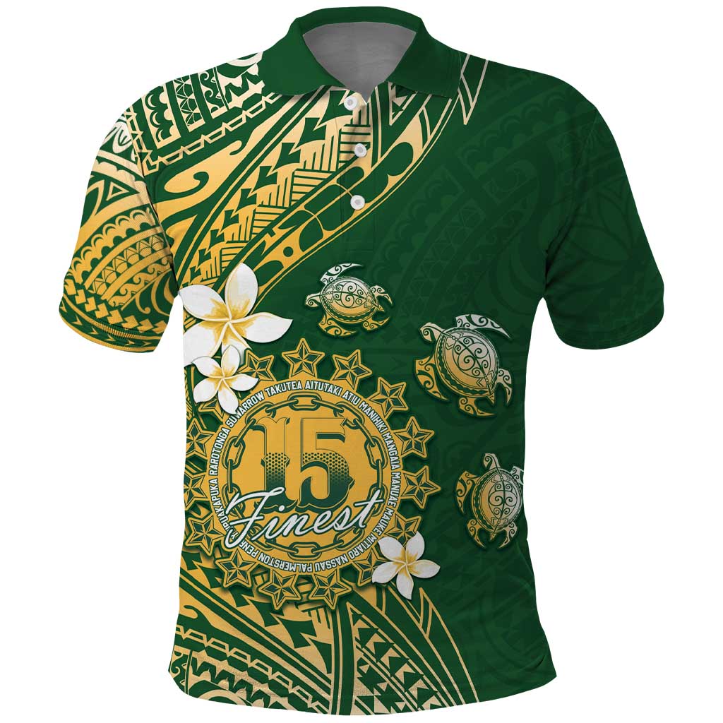 Cook Islands 15 Finest Polo Shirt Plumeria Polynesian Turtle