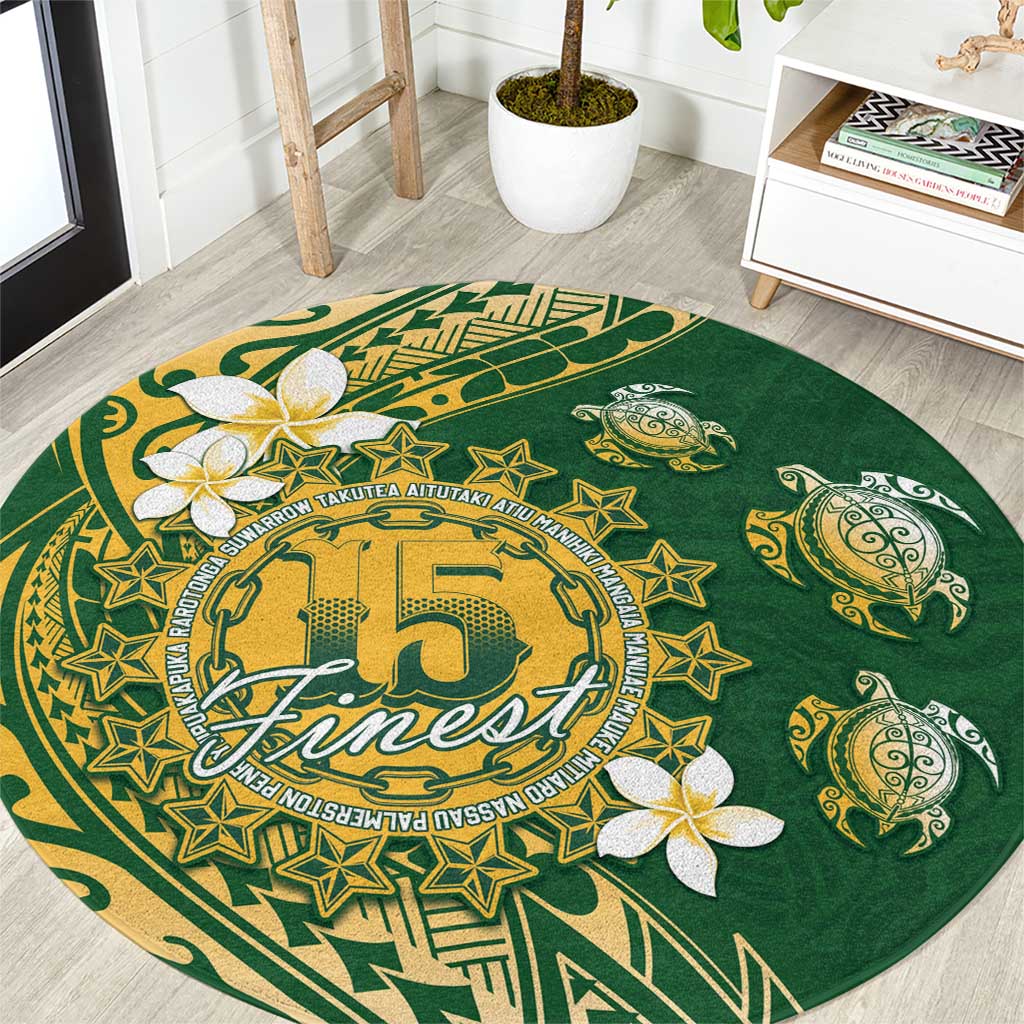 Cook Islands 15 Finest Round Carpet Plumeria Polynesian Turtle