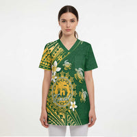 Cook Islands 15 Finest Scrub Top Plumeria Polynesian Turtle - Polynesian Pride