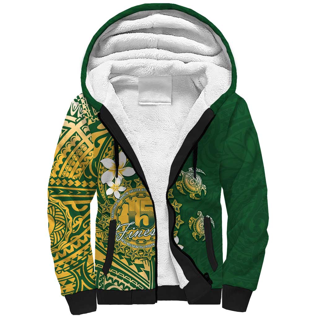 Cook Islands 15 Finest Sherpa Hoodie Plumeria Polynesian Turtle LT05 Unisex Green - Polynesian Pride