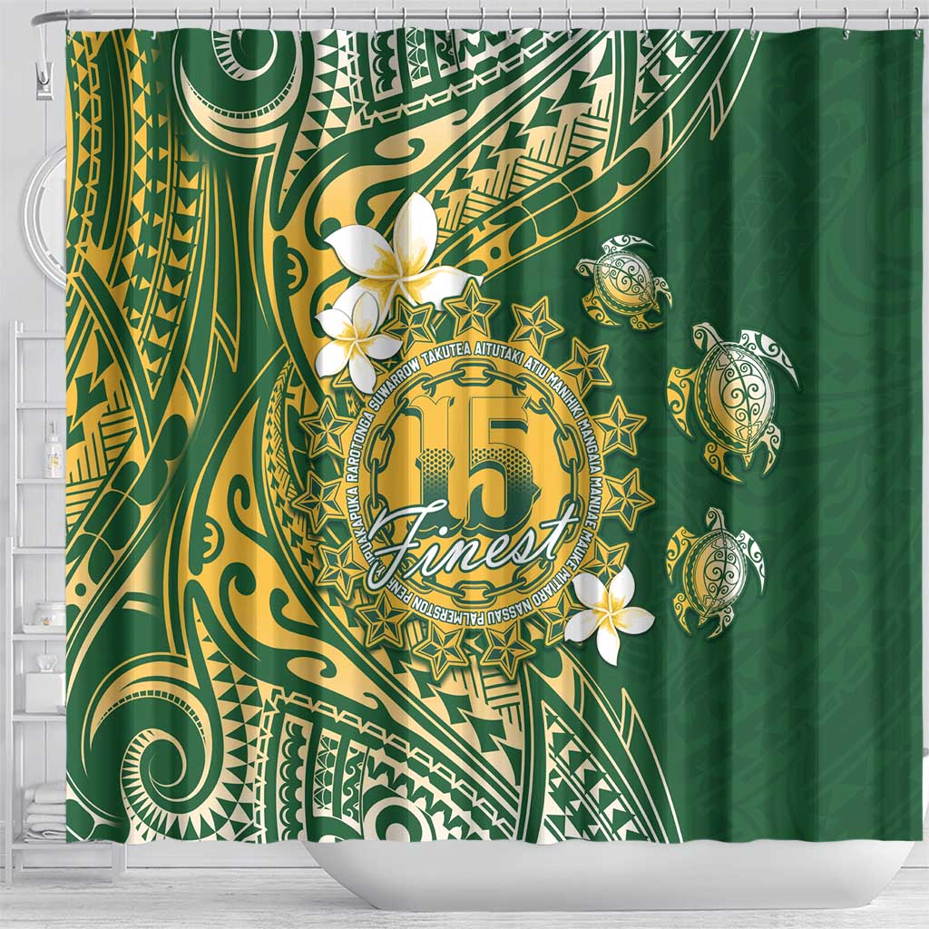 Cook Islands 15 Finest Shower Curtain Plumeria Polynesian Turtle