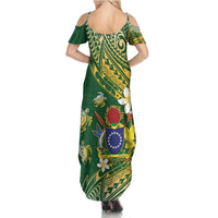 Cook Islands 15 Finest Summer Maxi Dress Plumeria Polynesian Turtle LT05 - Polynesian Pride