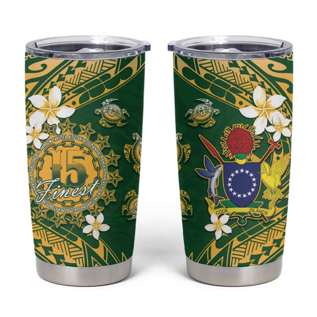 Cook Islands 15 Finest Tumbler Cup Plumeria Polynesian Turtle LT05 Green - Polynesian Pride