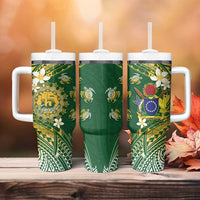 Cook Islands 15 Finest Tumbler With Handle Plumeria Polynesian Turtle LT05 - Polynesian Pride