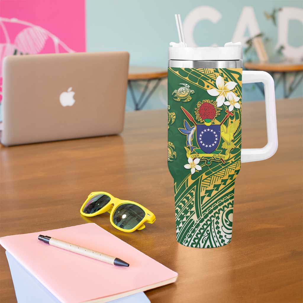 Cook Islands 15 Finest Tumbler With Handle Plumeria Polynesian Turtle LT05 - Polynesian Pride
