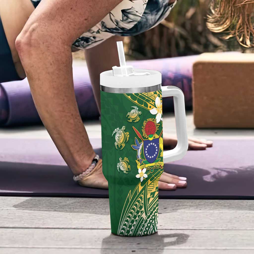 Cook Islands 15 Finest Tumbler With Handle Plumeria Polynesian Turtle LT05 - Polynesian Pride