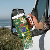 Cook Islands 15 Finest Tumbler With Handle Plumeria Polynesian Turtle LT05 - Polynesian Pride