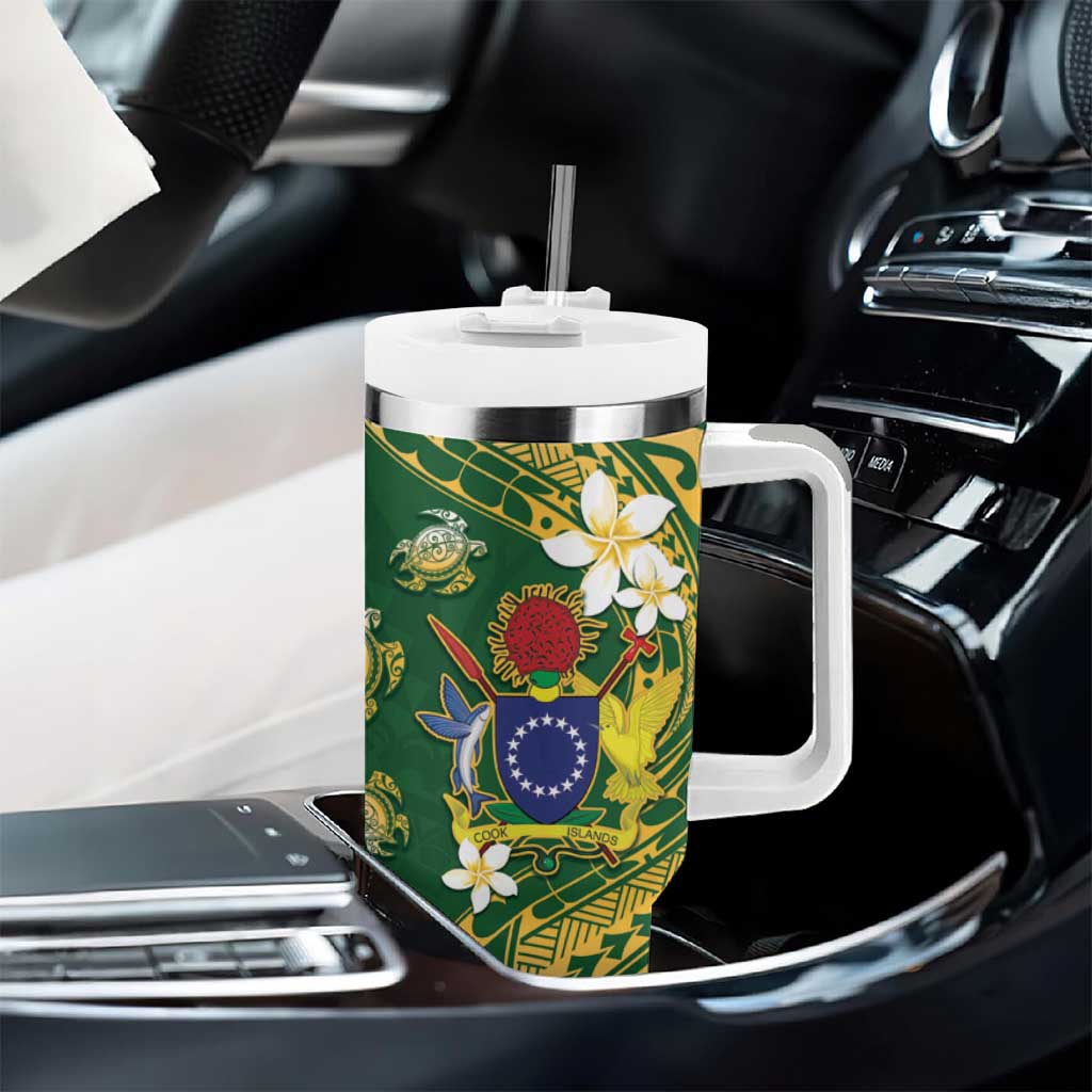 Cook Islands 15 Finest Tumbler With Handle Plumeria Polynesian Turtle LT05 - Polynesian Pride