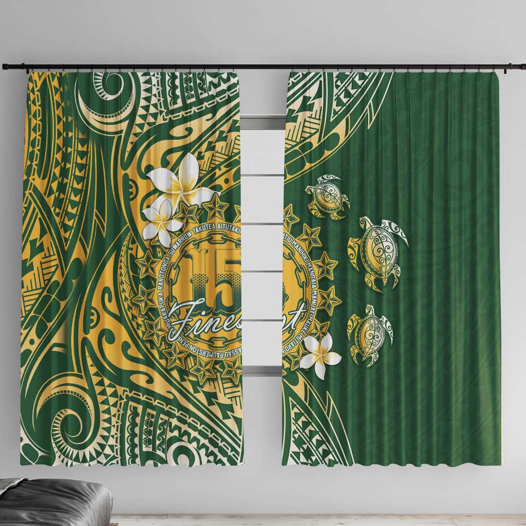 Cook Islands 15 Finest Window Curtain Plumeria Polynesian Turtle LT05 With Hooks Green - Polynesian Pride