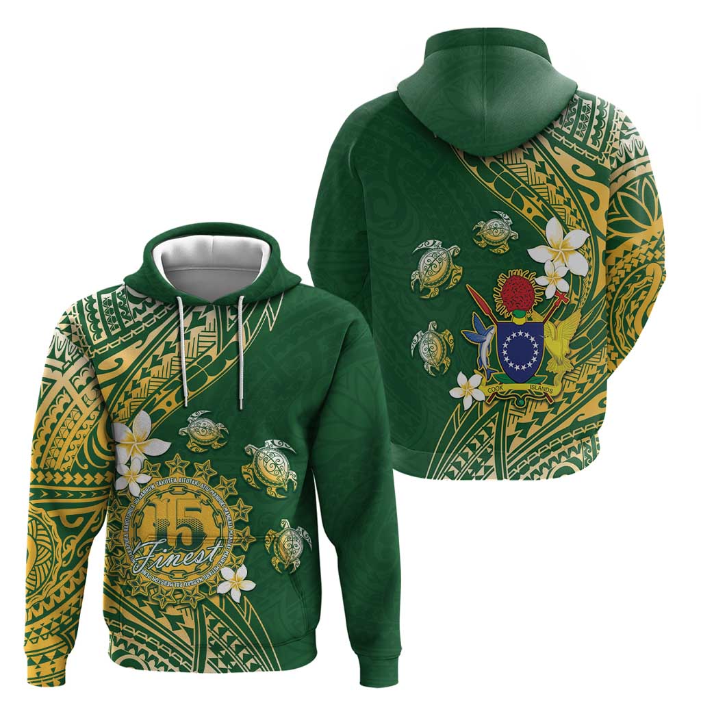 Cook Islands 15 Finest Zip Hoodie Plumeria Polynesian Turtle
