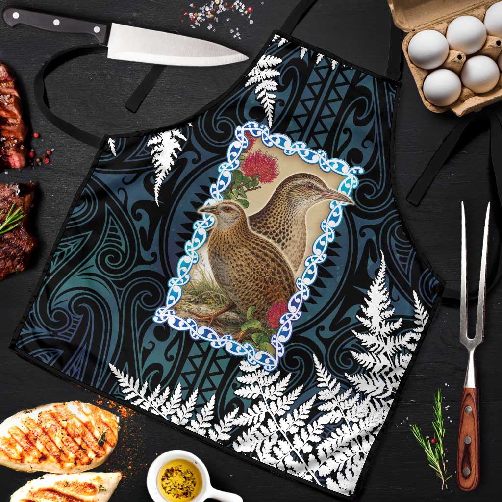 New Zealand Weka Apron Maori Hen Koru Pattern LT05 Black - Polynesian Pride