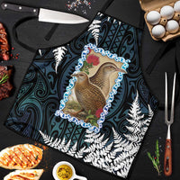 New Zealand Weka Apron Maori Hen Koru Pattern LT05 Black - Polynesian Pride
