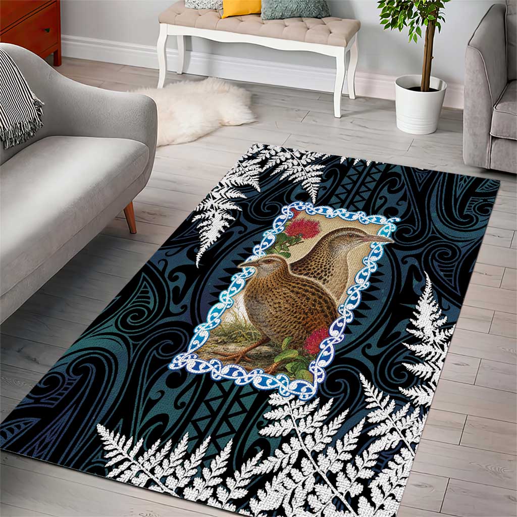 New Zealand Weka Area Rug Maori Hen Koru Pattern LT05 - Polynesian Pride