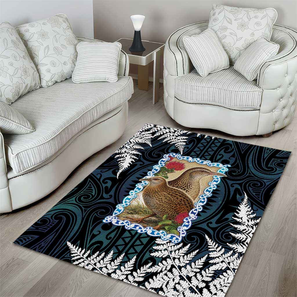 New Zealand Weka Area Rug Maori Hen Koru Pattern LT05 - Polynesian Pride