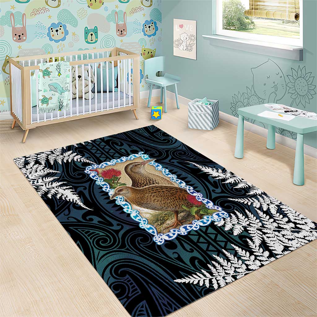 New Zealand Weka Area Rug Maori Hen Koru Pattern LT05 - Polynesian Pride