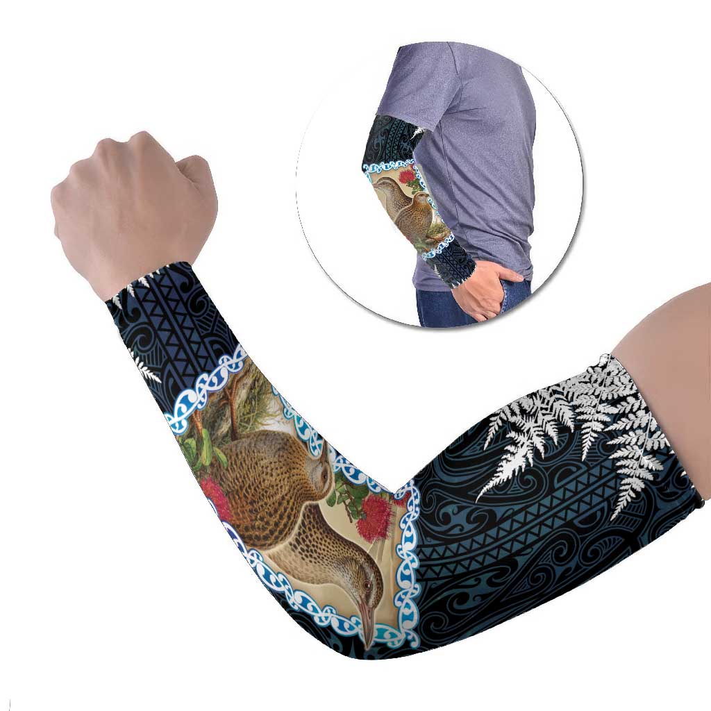 New Zealand Weka Arm Sleeves Maori Hen Koru Pattern LT05 Set of 2 Black - Polynesian Pride