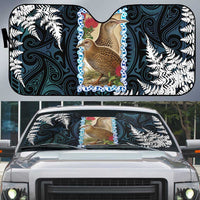New Zealand Weka Auto Sun Shade Maori Hen Koru Pattern LT05 Black - Polynesian Pride