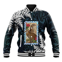 New Zealand Weka Baseball Jacket Maori Hen Koru Pattern LT05 Unisex Black - Polynesian Pride