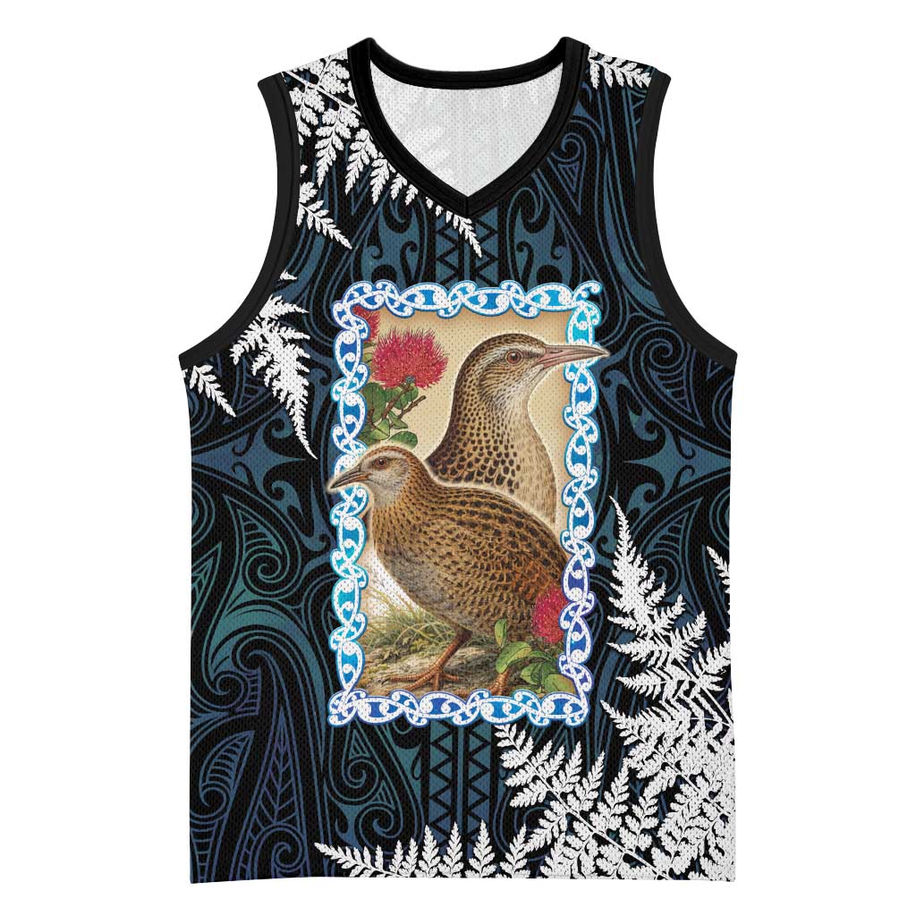 New Zealand Weka Basketball Jersey Maori Hen Koru Pattern LT05 Unisex Black - Polynesian Pride