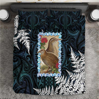 New Zealand Weka Bedding Set Maori Hen Koru Pattern LT05 Black - Polynesian Pride