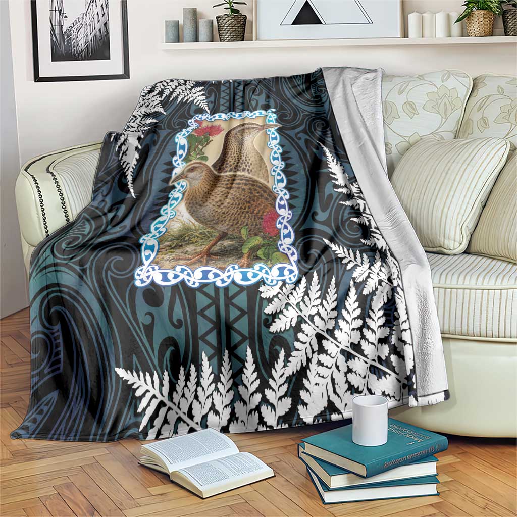 New Zealand Weka Blanket Maori Hen Koru Pattern LT05 Black - Polynesian Pride