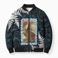 New Zealand Weka Bomber Puffer Jacket Maori Hen Koru Pattern - Polynesian Pride